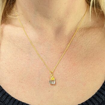 March Birthstone Necklace, Aquamarine, Gold Plated, 3 of 5
