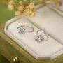 Uncoloured Forget Me Not Flower Cz Huggie Hoop Earrings, thumbnail 5 of 12