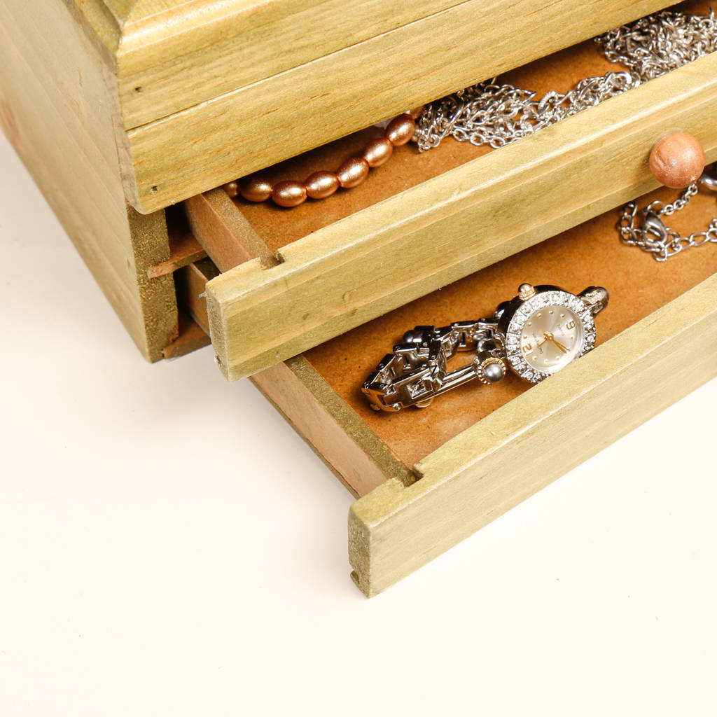 personalised wooden jewellery box with drawers by dibor