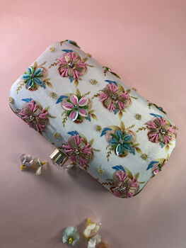Handcrafted Flower Power Floral Clutch Bag, 5 of 6