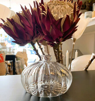 Small Ribbed Round Glass Vase, 2 of 6