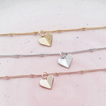 Initial Heart Choker Necklace Silver, Gold/Rose Vermeil, 2 of 6