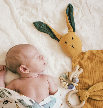 Bunny Muslin New Baby Gift Set In Keepsake Box, 8 of 12