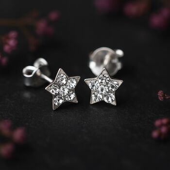Sterling Silver Twinkling Star Stud Earrings, 3 of 9