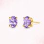 Lavender Amethyst Oval Stud Earrings In Sterling Silver And Gold, thumbnail 5 of 11