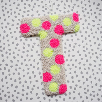 Neon Pink And Yellow Polka Dot Decorative Letter, 2 of 6