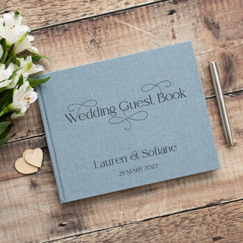 Decorative Text Design Personalised Wedding Guest Book, 3 of 11