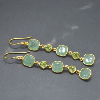 Peridot Green Jade Silver Dangle Earrings, 2 of 8