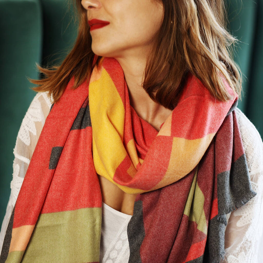 Personalised Blocks Geometric Cashmere And Modal Scarf, 1 of 12
