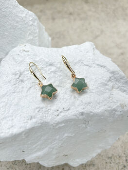 Aventurine Star Real 18k Gold Plated Earrings, 5 of 6