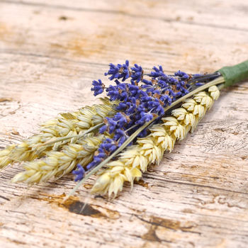 Five Lavender And Wheat Buttonholes, 3 of 4