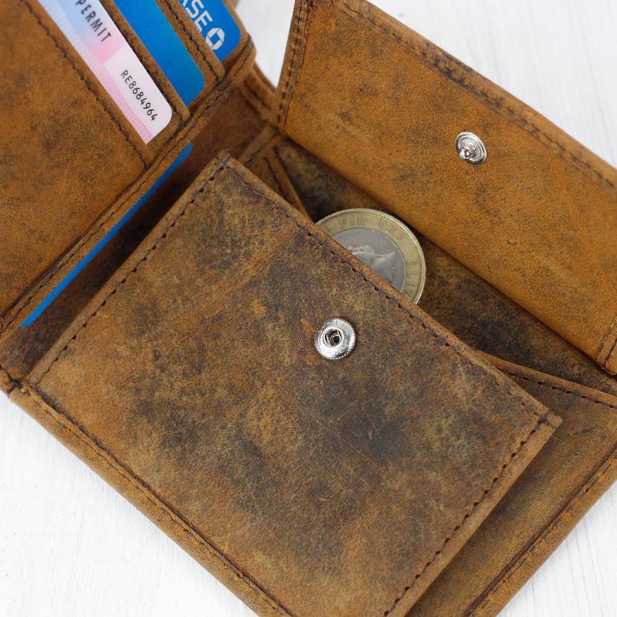 Personalised Mens Leather Wallet With Coin Pouch By Scaramanga | www.bagsaleusa.com