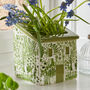 Green And White Patterned House Planter, thumbnail 1 of 7