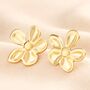 Stainless Steel Large Asymmetric Flower Stud Earrings In Gold, thumbnail 1 of 4