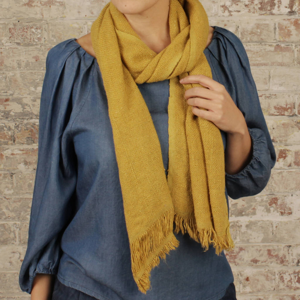 fair trade vegan soft eco banana yarn unisex scarf by aura que
