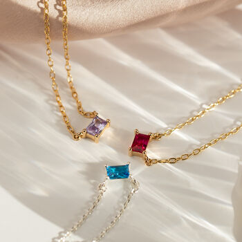 Birthstone Baguette Necklace, 2 of 8