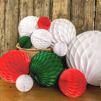 Red Tissue Paper Honeycomb Ball Decorations, 4 of 4