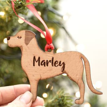 Personalised Wooden Labrador Dog Decoration Christmas, 2 of 5