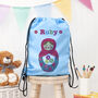 Personalised Girl's Sky Blue Waterproof Swim Bag, thumbnail 4 of 12