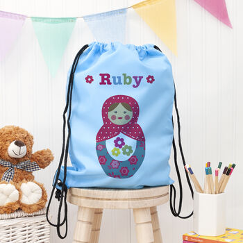 Personalised Girl's Sky Blue Waterproof Swim Bag, 4 of 12