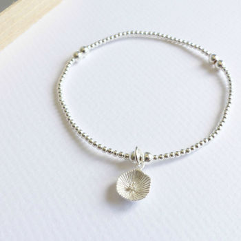 Sterling Silver Beaded Lily Pad Bracelet, 3 of 4