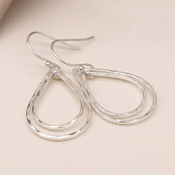 Sterling Silver Double Teardrop Earrings, 2 of 3