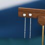 Fire Opal Dot Threader Earrings In Sterling Silver, thumbnail 2 of 11