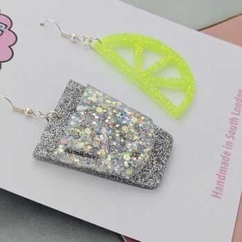 Tequila And Lime Resin Glitter Earrings, 2 of 4