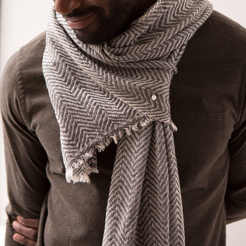 personalised cashmere mix herringbone scarf by hurleyburley man
