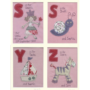 Personalised Girls Alphabet Embroidered Picture Gift, 12 of 12