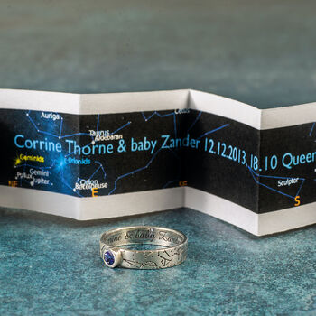 Custom Baby Birth Starmap Ring, 6 of 10