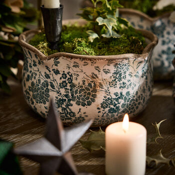 Set Of Three Fiorella Teal Botanical Planters, 4 of 6