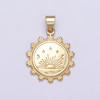 18ct Gold Plated Celestial Sun Pendant Necklace, 3 of 5