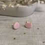 Cute Baby Pink Cats Stud Ceramic Earrings, thumbnail 4 of 7