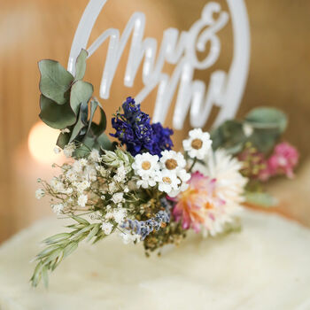 Personalised Dried Flower Acrylic Wedding Cake Topper, 10 of 12