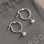Sterling Silver Pearl Hoop Earrings, thumbnail 1 of 12