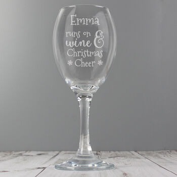 Personalised Runs On Wine And Christmas Cheer Wine Glass Gift Boxed – Christmas Gift Idea, 4 of 5