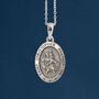 Mens Personalised Oxidised Oval Sterling Silver St Christopher Necklace, thumbnail 2 of 11