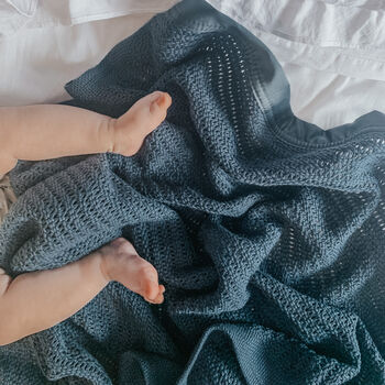 Cellular Baby Blanket 'Midnight Storm' | Organic Cotton, 4 of 9