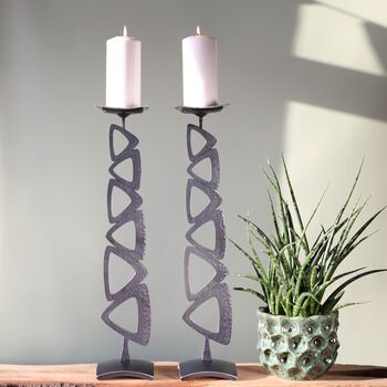 Tall Candlestick Retro Designs Metal Candle Holder, 5 of 12