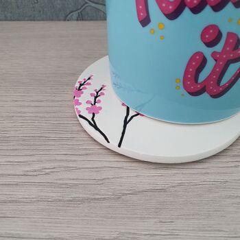 Personalised Cherry Blossom Clay Coaster, 3 of 5