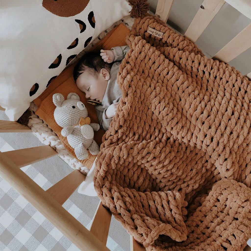 Chunky Fluffy Puffy Handmade Knitted Blanket By Bebeach Kids