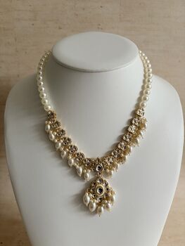 White Gold Kundan Meenakari Pearl Set, 2 of 12