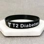 T2 Diabetes Silicone Medical Alert Wristband, thumbnail 1 of 8