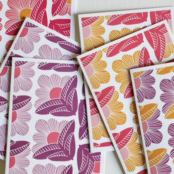 Sunrise Floral Linocut Notecards Set Of Eight, 7 of 7