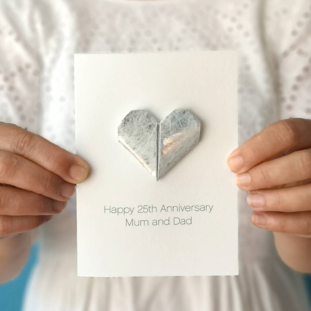Personalised Silver Wedding Anniversary Heart Card