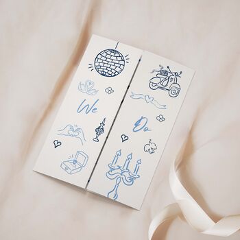 Blue Hand Drawn Theme Gatefold Wedding Invitations, 2 of 5