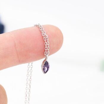 Extra Tiny Amethyst Purple Marquise Cz Necklace, 4 of 12