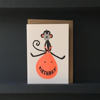Space Hopping Monkey Happy Birthday Greeting Card, 2 of 3