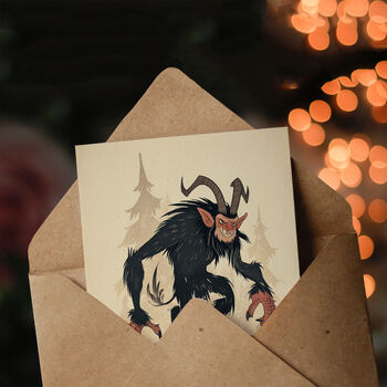 Merry Krampus German Fairytale Anti Xmas Cartoon Christmas Card, 3 of 6